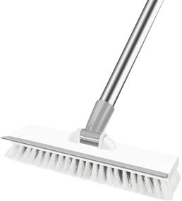 img 4 attached to 🧹 Versatile Floor Scrub Brush with Squeegee - Stiff Bristle Brush for Garage, Deck, Window, Pool, Kitchen, Bathroom, and Patio Cleaning