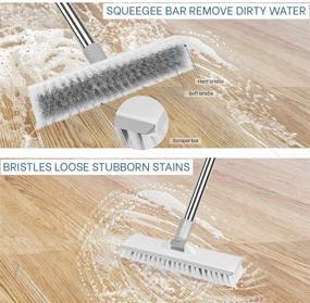 img 2 attached to 🧹 Versatile Floor Scrub Brush with Squeegee - Stiff Bristle Brush for Garage, Deck, Window, Pool, Kitchen, Bathroom, and Patio Cleaning