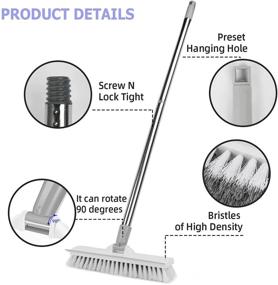 img 3 attached to 🧹 Versatile Floor Scrub Brush with Squeegee - Stiff Bristle Brush for Garage, Deck, Window, Pool, Kitchen, Bathroom, and Patio Cleaning
