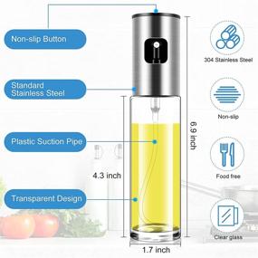 img 3 attached to Food-Grade Olive Oil Sprayer Mister, Portable Vinegar and Olive Spray Bottle for Salad, BBQ, Frying, Grilling - Kitchen Air Fryer Accessory - 110ML