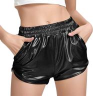 💫 makarthy women's metallic shorts - elastic waist, shimmering sparkly rave pants логотип
