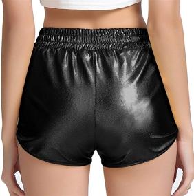 img 2 attached to 💫 MAKARTHY Women's Metallic Shorts - Elastic Waist, Shimmering Sparkly Rave Pants
