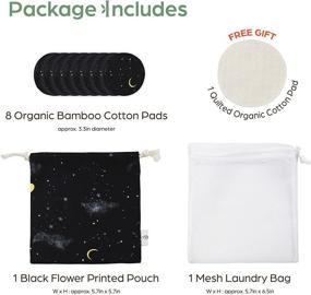 img 3 attached to 🌟 AVO Handmade - 8 Reusable Black Bamboo Makeup Remover Pads | Organic Cotton Rounds for Face | Cleansing Cloth + Fabric Pouch + Laundry Bag (Star)