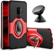 📱 red samsung galaxy s9+ case with esamcore ring holder kickstand and dashboard magnetic phone car mount logo