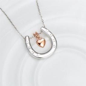 img 1 attached to 🐴 STROLLGIRL Sterling Silver Lucky Horseshoe Necklace: Heart Charm Pendant for Horse Lovers