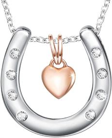 img 4 attached to 🐴 STROLLGIRL Sterling Silver Lucky Horseshoe Necklace: Heart Charm Pendant for Horse Lovers