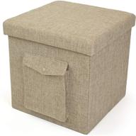 📦 humble crew khaki folding storage ottoman cube with exterior pocket: versatile and convenient 15" solution logo