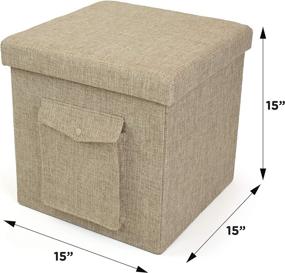 img 2 attached to 📦 Humble Crew Khaki Folding Storage Ottoman Cube with Exterior Pocket: Versatile and Convenient 15" Solution