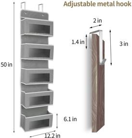 img 3 attached to Универсальный подвесной органайзер на дверь для кухни, ванной, игровой комнаты, гардероба и не только - 5 прозрачных карманов с окнами, стенной крепеж для хранения.