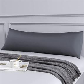 img 4 attached to 🛌 MEETBILY 800 Thread Count Dark Gray Body Pillow Cover - Soft and Breathable Envelope Design for Adults - 100% Cotton 21"x54" Body Pillowcase