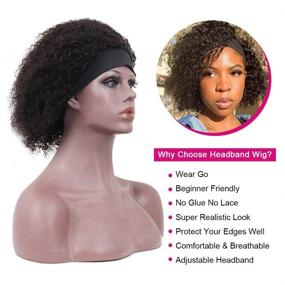 img 2 attached to 👩 Legendhair Headband Wigs: Afro Kinky Curly Bob Pixie Cut for Black Women - 150% Density, Glueless, Natural Color (8Inch)