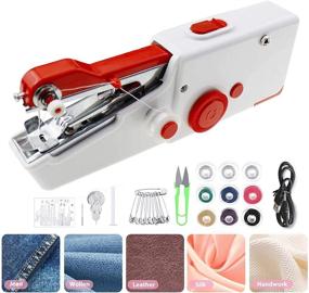 img 4 attached to 🧵 Compact Cordless Handheld Sewing Machine for Quick Fabric Repairs and DIY Projects - Ideal for Home Use, Travel, and Kids Clothing - (Red)