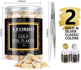 img 3 attached to 🎨 10g/Jar Gold Leaf and Silver Foil Flakes Set with Precision Tweezers - Ideal for Resin Molds, Epoxy Art, Nail Art, Painting, Slime, Soap Making