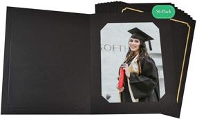 img 1 attached to 🖼️ Golden State Art Acid-Free Photo Folders for 6x8 or 8x10 Prints - Pack of 50 Black Cardboard/Paper Frames for Portraits, Special Events like Graduation and Wedding
