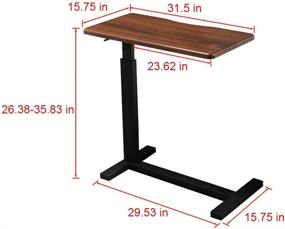 img 2 attached to 🌳 Height Adjustable Wooden Sofa Bed Side Table - Olpchee Movable Console TV Tray Table for Home Office (Walnut)