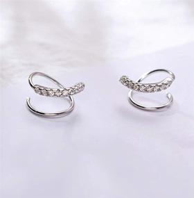 img 2 attached to 925 Sterling Silver Minimalist Cartilage Wrap Hook Earrings for Teen Girls and Women