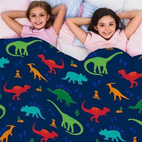 img 3 attached to 🦕 Boston Linen Co. Kids Duvet Cover Set - 100% Cotton Bedding Set 2 Piece, Ultra Soft and Breathable, Cute Cartoon Printed Design (Dinosaur Rawr, Twin Size)