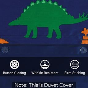 img 2 attached to 🦕 Boston Linen Co. Kids Duvet Cover Set - 100% Cotton Bedding Set 2 Piece, Ultra Soft and Breathable, Cute Cartoon Printed Design (Dinosaur Rawr, Twin Size)