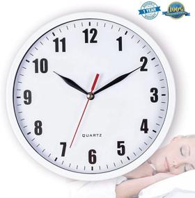 img 3 attached to Silent Battery Operated Wall Clock: Non-Ticking 8-Inch White Clock for Kids, Bathroom, Kitchen, Living Room, Bedroom