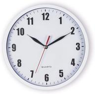 silent battery operated wall clock: non-ticking 8-inch white clock for kids, bathroom, kitchen, living room, bedroom logo