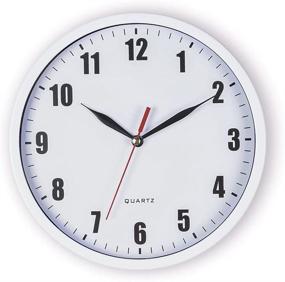 img 4 attached to Silent Battery Operated Wall Clock: Non-Ticking 8-Inch White Clock for Kids, Bathroom, Kitchen, Living Room, Bedroom