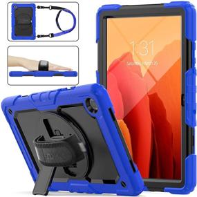 img 4 attached to 📱 SEYMAC Stock Samsung Galaxy Tab A7 Case 10.4’’ with Screen Protector Pen Holder [360 Rotating Hand Strap/Stand], Drop-Proof Case for Tab A7 10.4 Inch SM-T500/T505/T507 (Black+Blue)