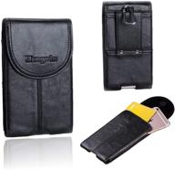 📱 hengwin genuine leather samsung note 20 ultra holster, galaxy note 10+ 9 8 5 4 s20+ s9 plus case with belt clip phone holder for men, belt pouch for iphone xs max 11 pro max 6s plus, moto g20, lg k52 (black) logo