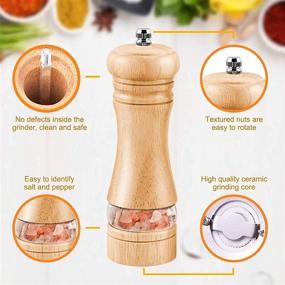 img 3 attached to 2 Pack Premium Manual Pepper Grinders & Salt Mill Set with Adjustable Coarseness Ceramic - Ideal for Spices, Seeds, Sea Salt, Chili - Minimize Spills, Refillable Salt and Pepper Shakers