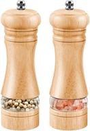 2 pack premium manual pepper grinders & salt mill set with adjustable coarseness ceramic - ideal for spices, seeds, sea salt, chili - minimize spills, refillable salt and pepper shakers logo