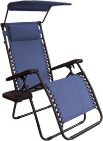 img 1 attached to Denim Blue Bliss Hammocks Zero Gravity Chair with Canopy and Side Tray - Wide 26-inch