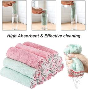 img 1 attached to 🧽 FGSAEOR Kitchen Dish Towels - Premium Dish Cloths Pack of 12, Reusable Cellulose Sponge, Highly Absorbent Coral Fleece Cleaning Cloth, Fast Drying and Washable Dishcloths for Kitchen (Assorted Colors)