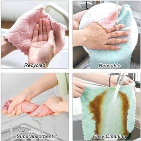 img 2 attached to 🧽 FGSAEOR Kitchen Dish Towels - Premium Dish Cloths Pack of 12, Reusable Cellulose Sponge, Highly Absorbent Coral Fleece Cleaning Cloth, Fast Drying and Washable Dishcloths for Kitchen (Assorted Colors)