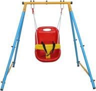 👶 klb sport metal swing set for babies and toddlers - indoor/outdoor play equipment (blue/red/yellow) логотип