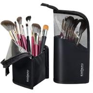 👜 eiiorpo makeup brush travel bag: waterproof dust-free organizer case with zipper for cosmetics, pencil cup holder included logo