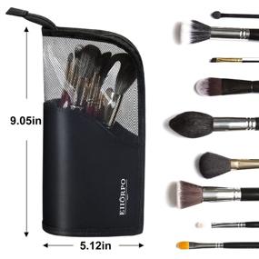 img 3 attached to 👜 EIIORPO Makeup Brush Travel Bag: Waterproof Dust-free Organizer Case with Zipper for Cosmetics, Pencil Cup Holder Included