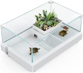 img 4 attached to 🐢 Glass Turtle Tank with Basking Platform - Ideal Reptile Terrarium for Turtles, Hermit Crabs, Terrapin, and Small Reptiles