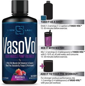 img 1 attached to 💪 Siren Labs Vaso-VOL Liquid Muscle Pump Volumizer - Powerful Pre Workout for Men to Elevate Workouts with Enhanced Vascularity and Performance (Mixed Berry)