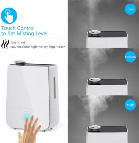 img 2 attached to 🏠 InnoGear Ultrasonic Cool Mist Humidifier - 4L, Touch Control, 360° Rotatable Nozzle, 3 Mist Levels - Low/Medium/High, 13-40 Hrs, Waterless Auto Shut-off, Whisper Quiet - Ideal for Home, Baby Nursery