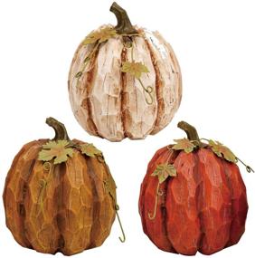 img 2 attached to 🎃 Rustic Fall Small Pumpkin Trio - Set of 3 - Thanksgiving Decor or Table Centerpiece - Holiday Designs