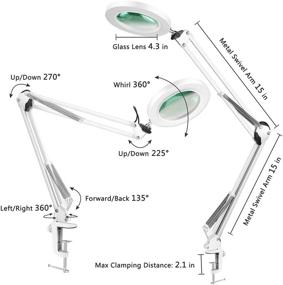 img 1 attached to 🔍 Lancosc Magnifying Desk Lamp: 5X Real Glass Lens, 3 Color Modes, Adjustable Arm - Perfect for Crafts, Reading, Close Work