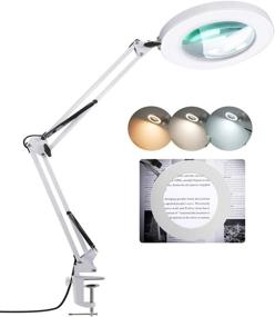 img 4 attached to 🔍 Lancosc Magnifying Desk Lamp: 5X Real Glass Lens, 3 Color Modes, Adjustable Arm - Perfect for Crafts, Reading, Close Work