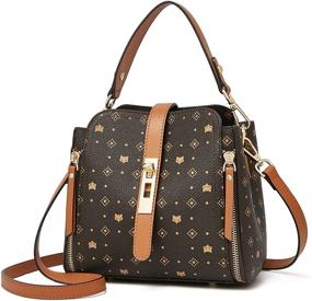 img 4 attached to 👜 Stylish PVC Faux Leather Satchel Handbags: Monogram Crossbody Bags for Women