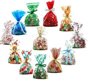 img 3 attached to 🎁 144-Piece Christmas Cellophane Goody Bags: Assorted Holiday Treats, Party Favors & Candy Bags