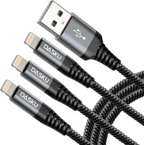 img 4 attached to 3ft 3Pack Nylon Braided Lightning Cable - Heavy Duty iPhone Charger Cord in Black | Compatible with iPhone 11, Pro Max, X, Xs Max, Xr, 8 Plus, 7 Plus, 6S Plus, 6 Plus, iPad Mini, Air