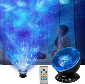 img 1 attached to Transform Your Living Room and Bedroom with the KBAYBO Remote Control Ocean Wave Projector: 12 LED & 7 Colors Night Light with Built-in Mini Music Player (Black)