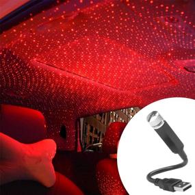 img 4 attached to 🚗 Red USB Night Light Projector for Car Ceiling, Bedroom, and Party - Romantic Auto Roof Interior Atmosphere Decoration | Bending Freely Car Lights