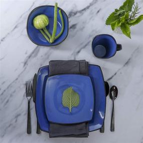 img 1 attached to 🍽️ Gibson Elite Reactive Stoneware Dinnerware: Durability and Style Combined