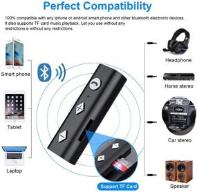 img 1 attached to 🎧 KINDRM Bluetooth 5.0 Receiver: Портативный беспроводной стерео адаптер для автомобильных/домашних систем с функцией громкой связи, поддержкой TF-карты.