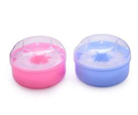 img 4 attached to Colorsheng Pack of 2 Baby Body Cosmetic Powder Puff Sponge Box Case Container (Blue/Pink): Ideal for Gentle Baby Skincare