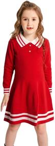 img 4 attached to Стильные полосатые униформенные платья для девочек от бренда SMILING PINKER Clothing